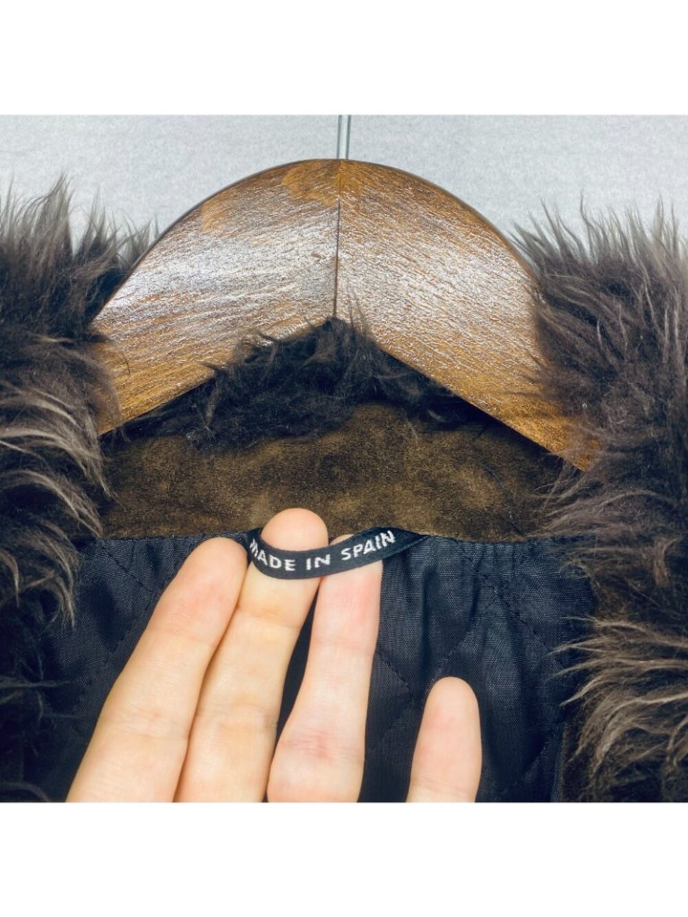 Vintage y2k Jacket Womens S Brown Suede Faux Fur Trim Belted Spain - Picture 6 of 16